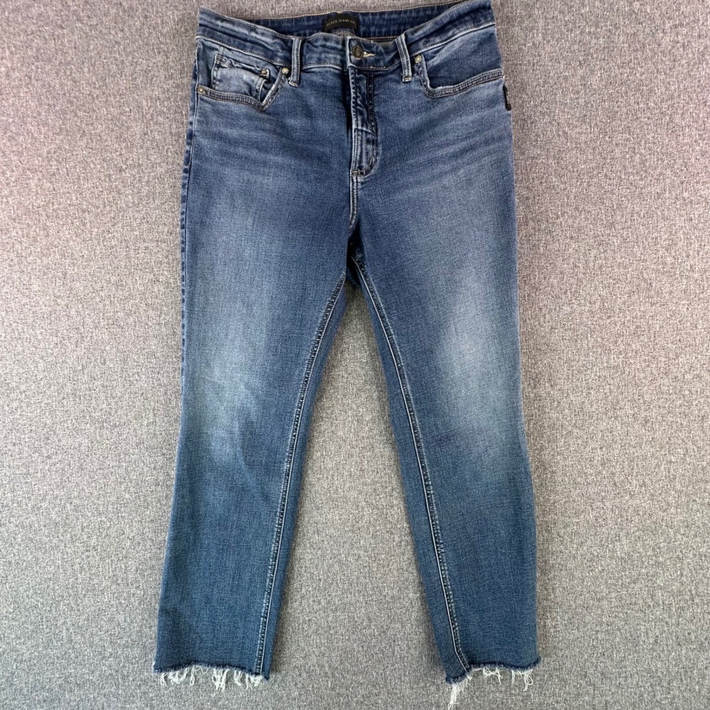 Silver Jeans Co. Jeans Womens 32 Most Wanted Ankle Straight Blue Raw Hem